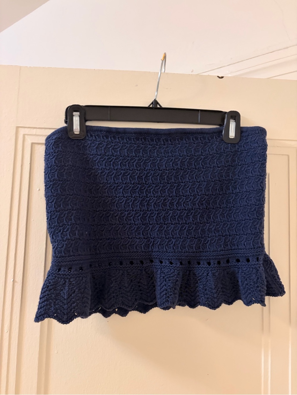 American Eagle Outfitters Navy Crochet Peplum Croptop